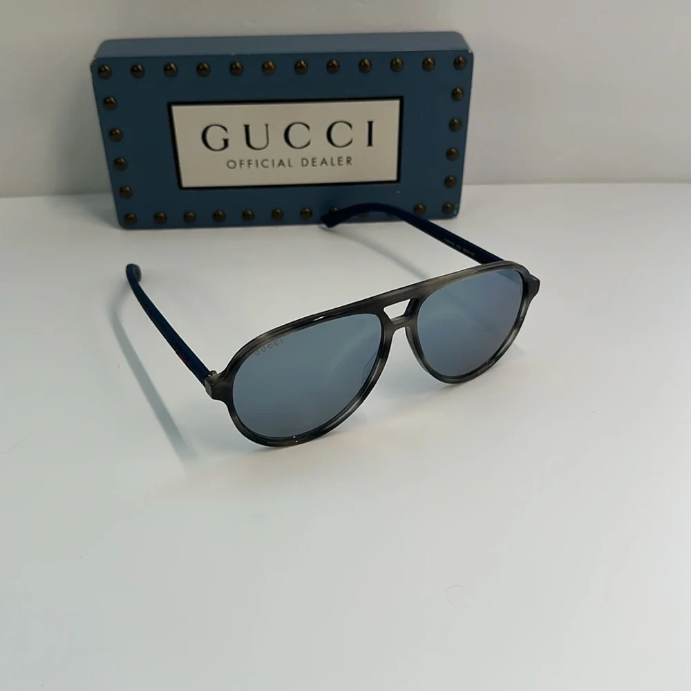 New- Gucci GG0423S 010 Pilot Sunglasses - Authentic Polarized Grey, 60mm”